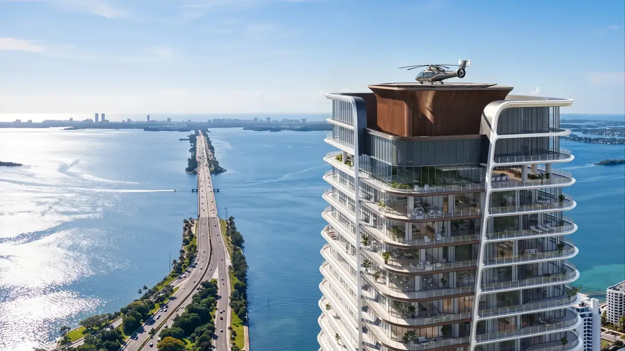 Anantara Residences Miami tower overlooking Biscayne Bay